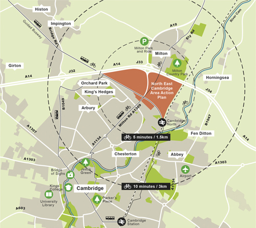 North East Cambridge new district location map