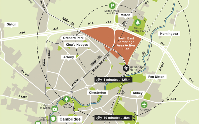 Map of North East Cambridge Area Action Plan location